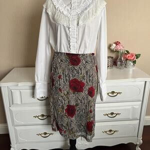Express rose snakeprint midi skirt